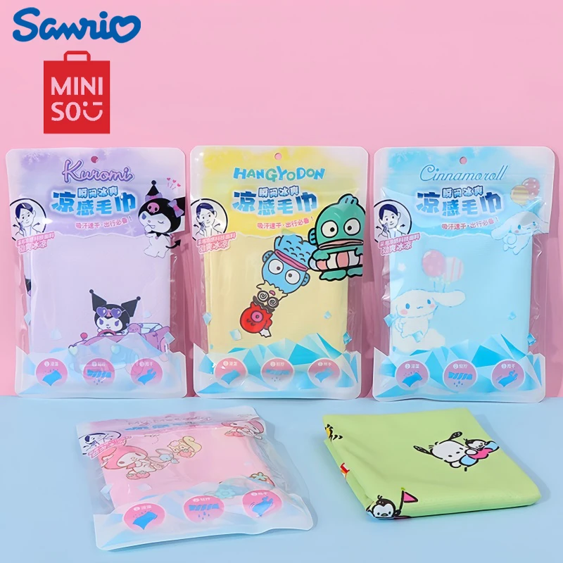 MINISO Senrio Kuromi Cool Towel Cute Cinnamoroll Summer Sweat-absorbing Cooling Towel My Melody Cartoon Sport Quick-drying Towel