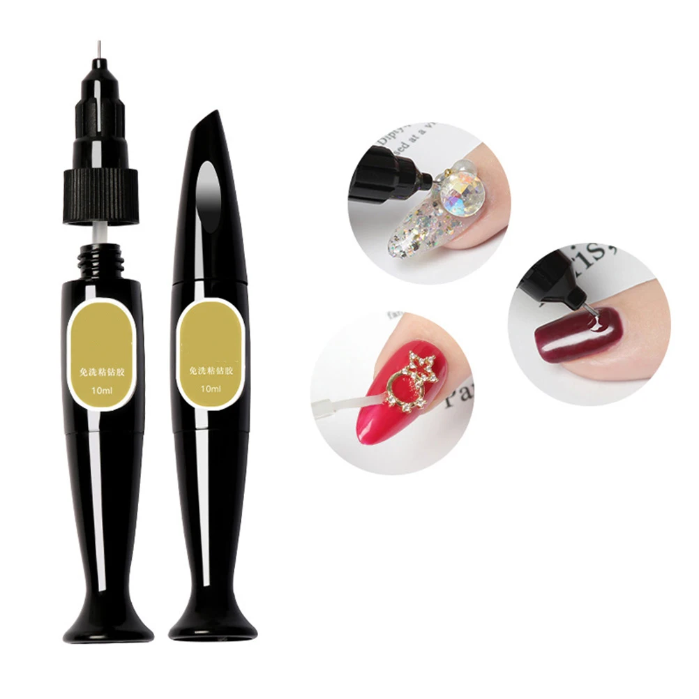 1 set di colla per nail art, design con pennello ad ago forte e duraturo per riempire le articolazioni di strass, strumento per manicure, pasta per unghie, gel