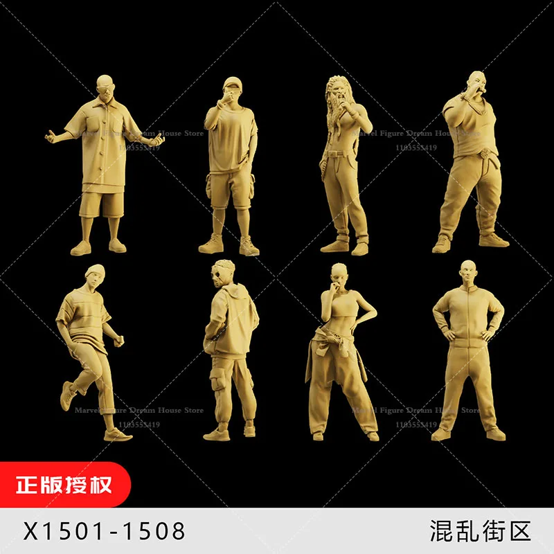 

1/64 1/43 Scale Miniature Scene Dolls Un-panited White Figure Mini Male Model ‌Gang-Infested Area Street Vendor Gang Member