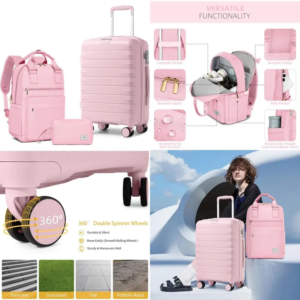 

3 Piece Hardside Spinner Luggage Set with TSA Lock, Carry-On Suitcase for Women, Orchid Purple, Travel Essentials