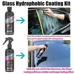 Kit de Revêtement Hydrophobe pour Verre de Voiture, Dissolvant de Film d'Huile de Pare-Brise, AAVC de 300ml, Ensemble de Livres de Pulvérisation Étanche