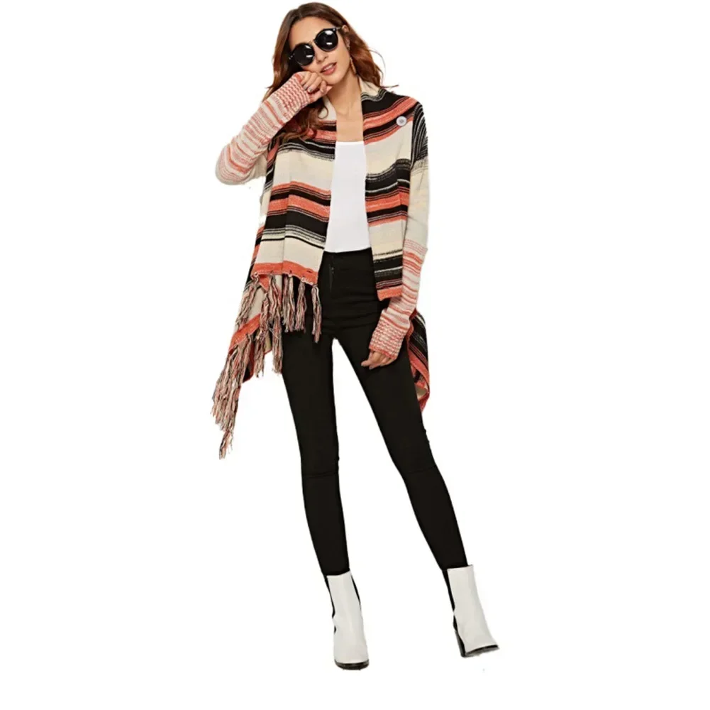 Irregular Fringe VintageSweaters Cardigans For Women Winter Fashion Jacket Female Long Cardigan Boho Knitwear Coats