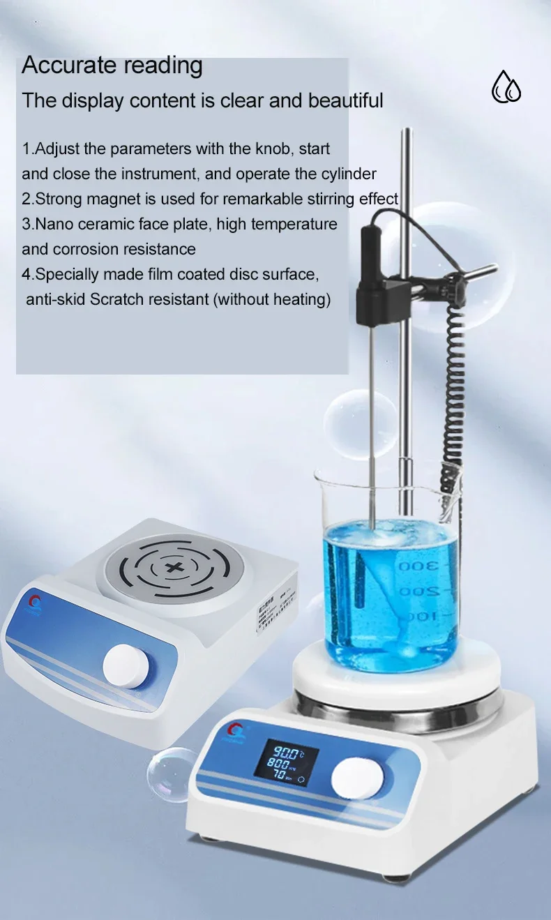 2024 new product large capacity 200-1500rpm speed time temperature adjustable laboratory hot plate with magnetic stirrer