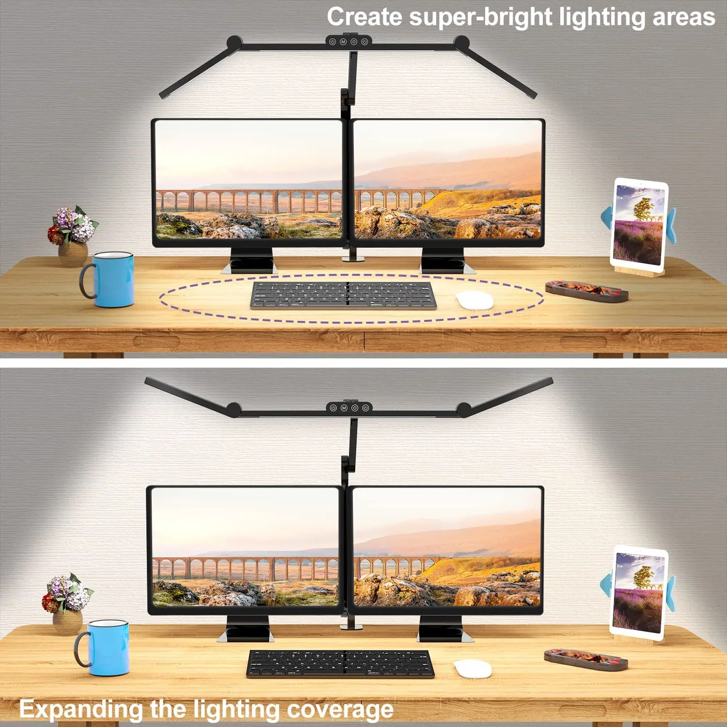 24W Superhelle LED-Schreibtischlampe mit Klemme, 5 Farbtemperaturen & 5 Helligkeitsstufen Flexible Tischlampe für Zuhause und Büro
