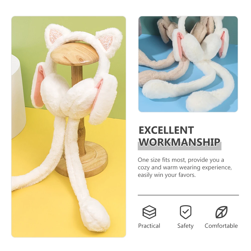 غطاء رأس حراري خارجي على شكل أرنب شتوي للنساء، ناعم ومريح، مقاس واحد يناسب معظم غطاء الأذن