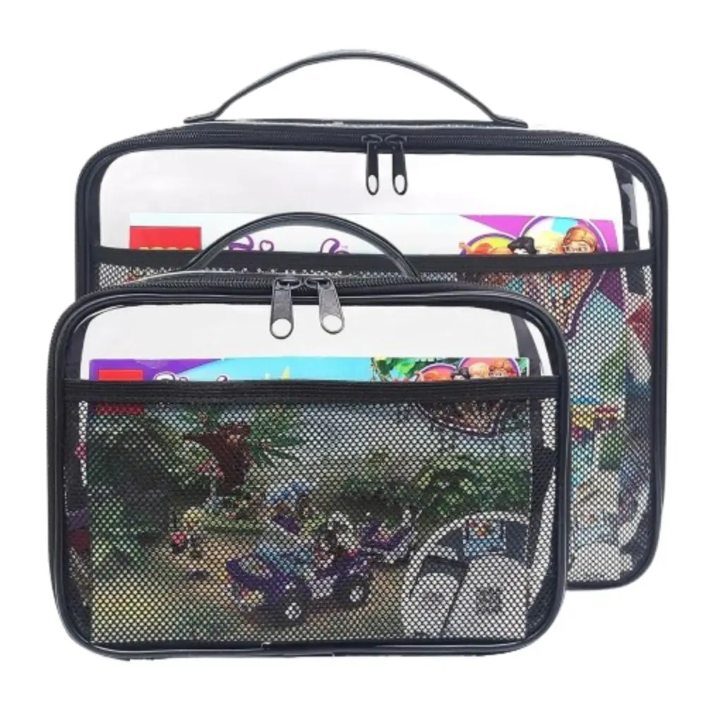 Large Capacity PVC Transparent Mesh Storage Bag Zipper Bag Waterproof Makeup Storage Bag Casual Portable Toy Packaging Bag