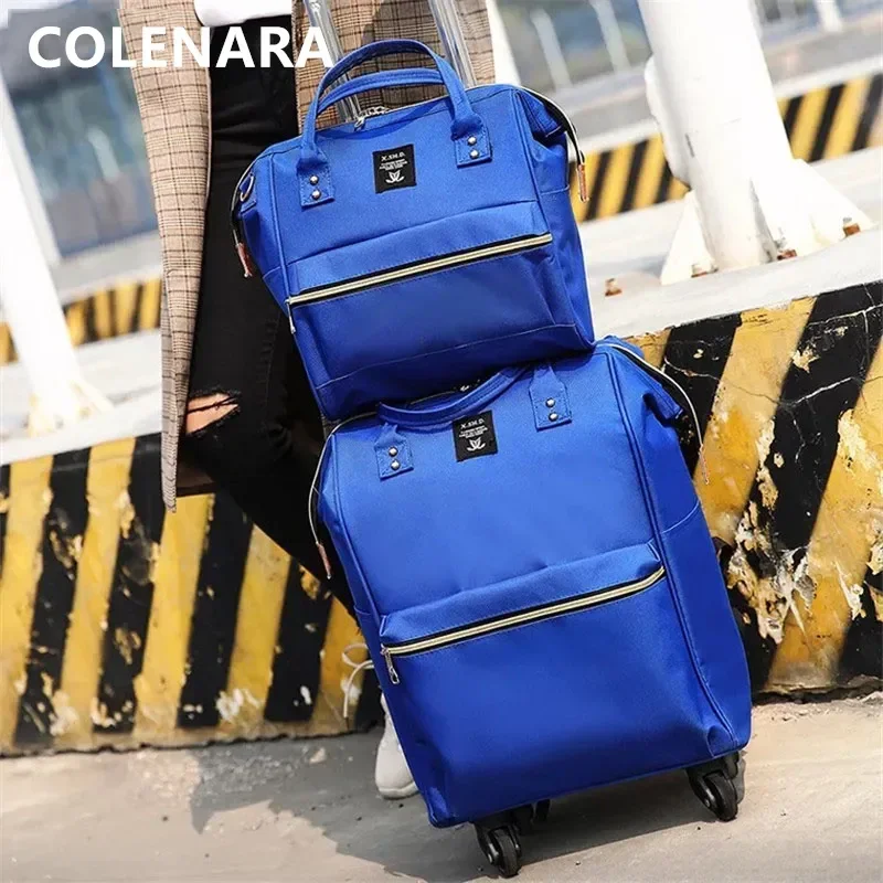 Imagem -02 - Colenara-nylon Bagagem Trolley Bolsa Conjunto para Homens e Mulheres Carrinho tipo Bolsa de Viagem Caixa de Embarque Portátil Rolling With Wheel Mala Novo