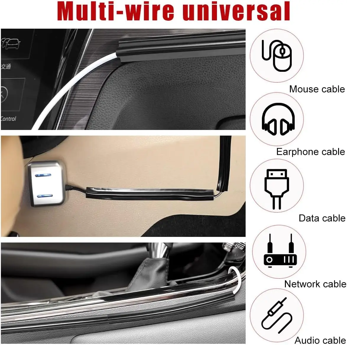 4/8 PCS Car Concealed Wire Cover, Self-Adhesive Auto Split Sleeving Wire Cord Organizer, Protector for USB, Audio and Video Line
