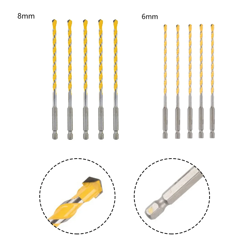 5PC Hex Shank Length 160mm Tungsten Carbide Drill Bit For Masonary Concrete Brick Stone For Granite Concrete