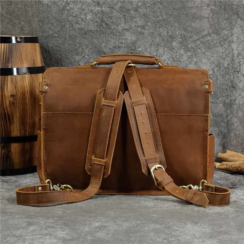 Vintage Men\'s Genuine Leather Briefcase 16\