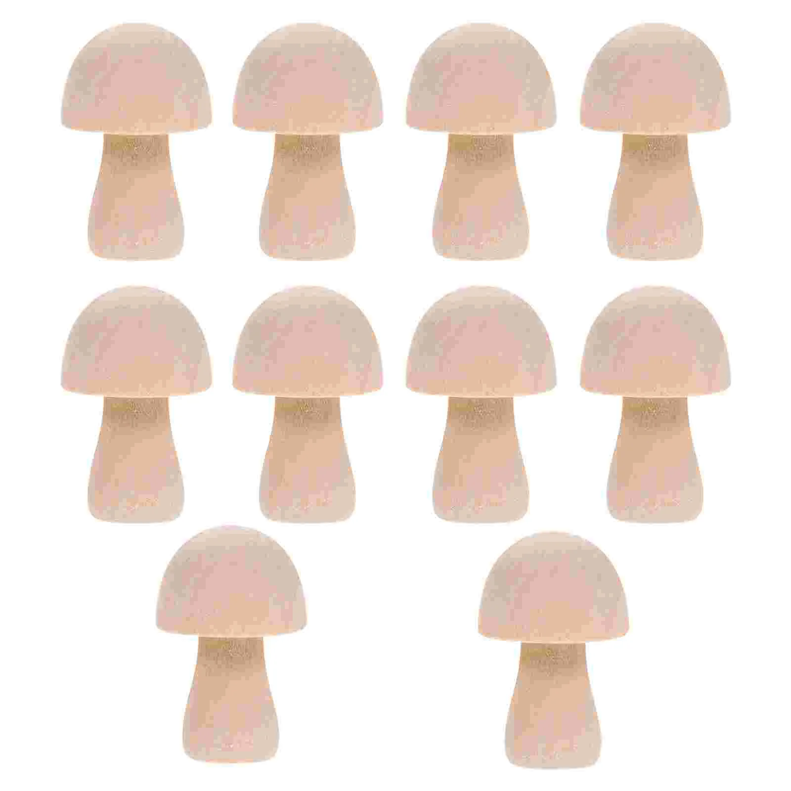 

10 Pcs Natural Wooden Mushroom Child Painted Miniatures Blank Mushrooms Graffiti