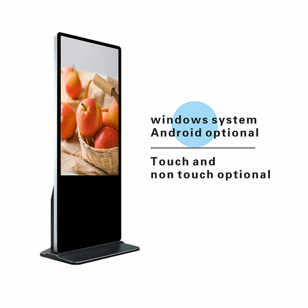 65 بوصة آلة الإعلان العمودي اللمس 4K HD LCD شاشة الإعلان العلامة التجارية المياه الإلكترونية
