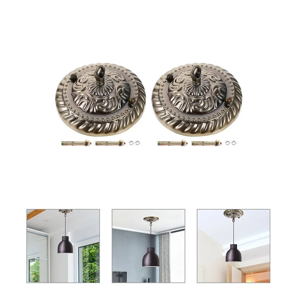 

2Pcs Vintage Ceiling Light Plate Canopy Decorative Pendant Chandelier Canopy Hook Replacement Light Fixture Parts