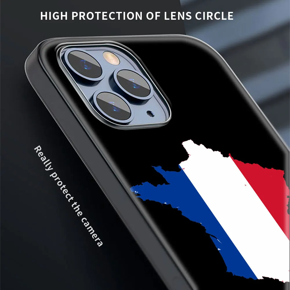 Custodia per telefono di lusso con emblema della bandiera della francia per iPhone 13 15 14 12 11 Pro MAX XR X SE XS 7 8 Plus custodia morbida in