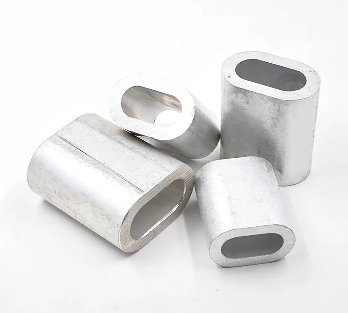 Manchons à sertir pour câbles, boîtier ovale en aluminium, M0.5-M22, virole à trou unique, boucle de sertissage, Clip de câble métallique en acier, manchon de protection ﻿
