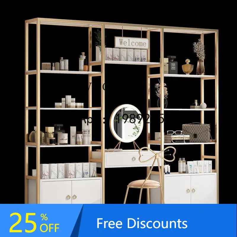 

AA Beauty Salon Skin Care Products Showcase with Mirror Nail Shop Shelf Display Cosmetics Display Cabinet