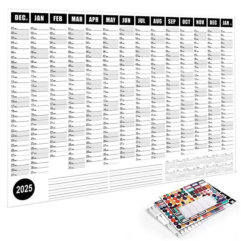 2025 Annual English Calendar Korean Desktop Wall Calendar Creative Simplicity Plan