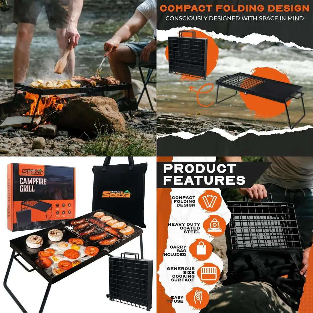 

24 Sturdy Folding Grill with Non-Stick Cooking Surface, Portable for Outdoor Cooking Adventures