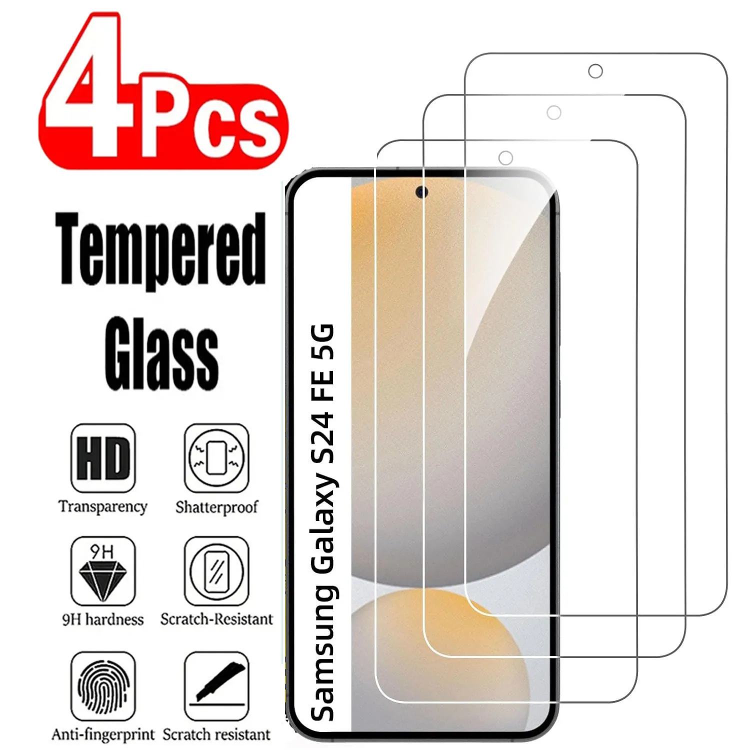 

2/4Pcs 9H Screen Protector For Samsung Galaxy S24 FE 5G HD Tempered Glass