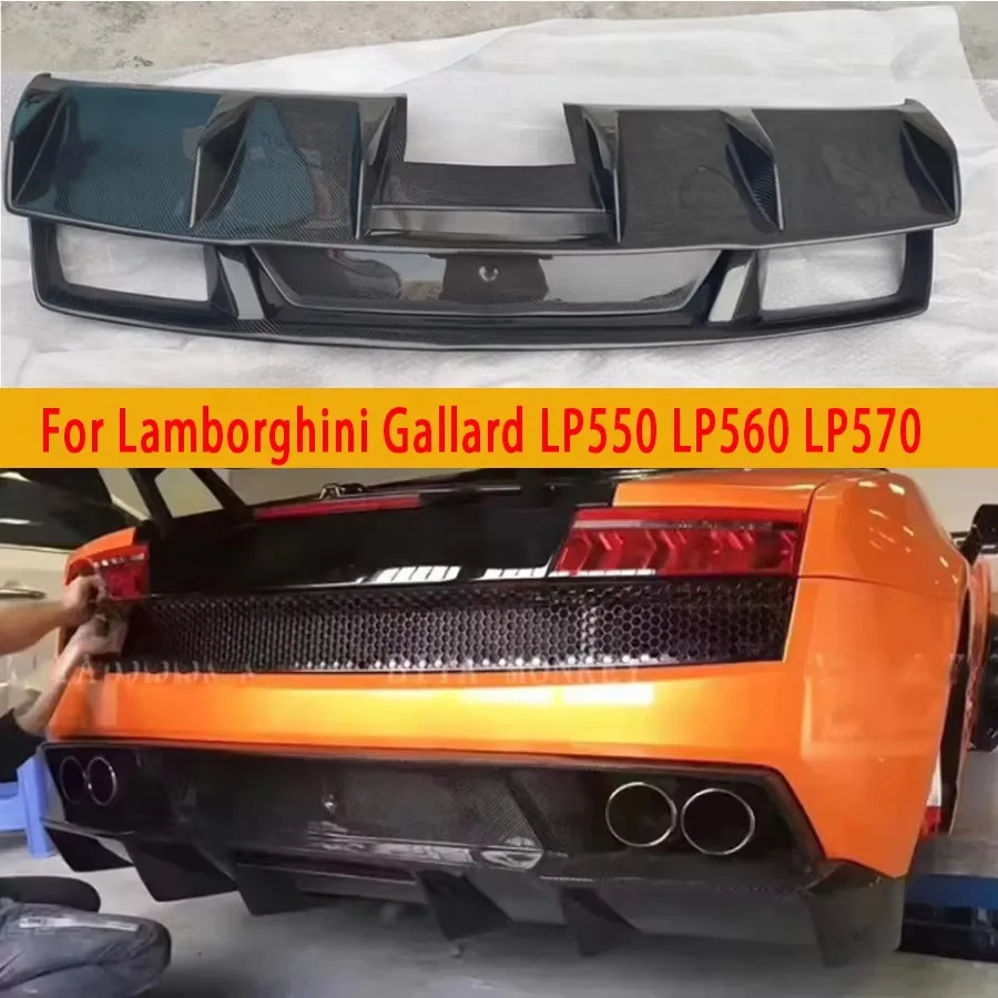 For Lamborghini Gallardo LP550 LP560 LP570 Carbon Fiber Car Rear Bumper Diffuser Rear Splitters Spoiler Back lip Car Accessories