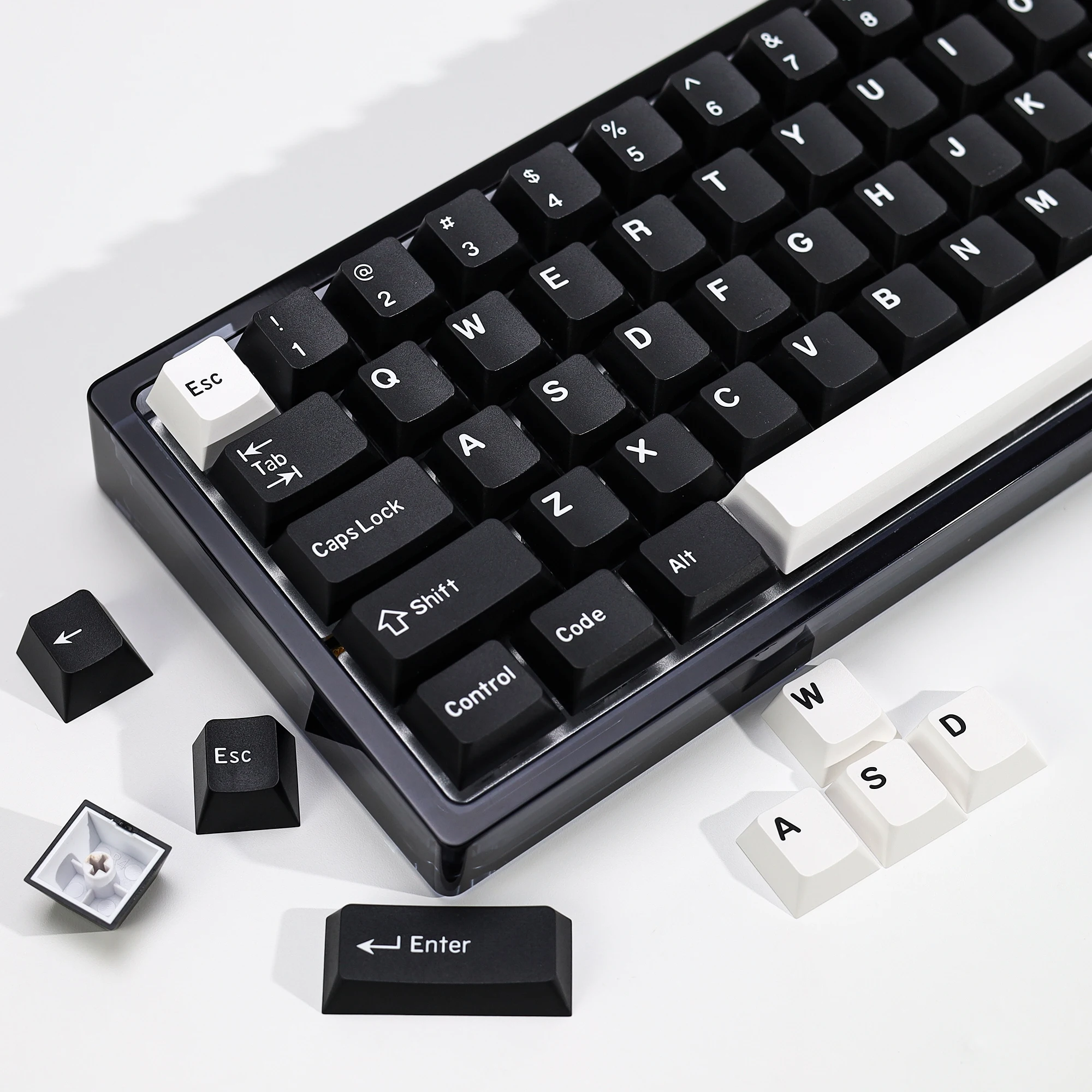 

KBDiy GMK WOB Keycaps 174 Keys Double Shot PBT Keycap Black And White Cherry Profile Key Cap for MX Switches Mechanical Keyboard