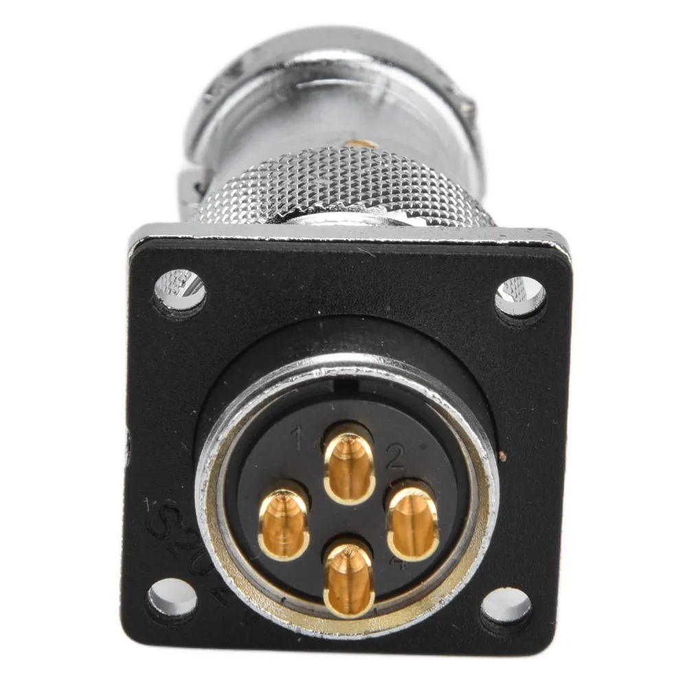 WS20 Aviation Plug Socke Waterproof Zinc Alloy Electrical Power Connector 4 Pin with Screw Cable Connector Industrial Power