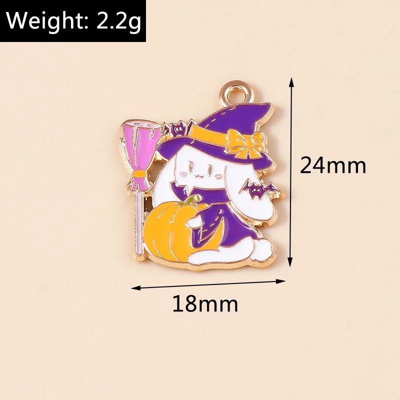 Leslie 10 stücke Mode Halloween Charme Emaille Horror Augapfel Spinne Hexe Geist Kürbis Anhänger für DIY Schmuck machen Accessoires – Detail 22