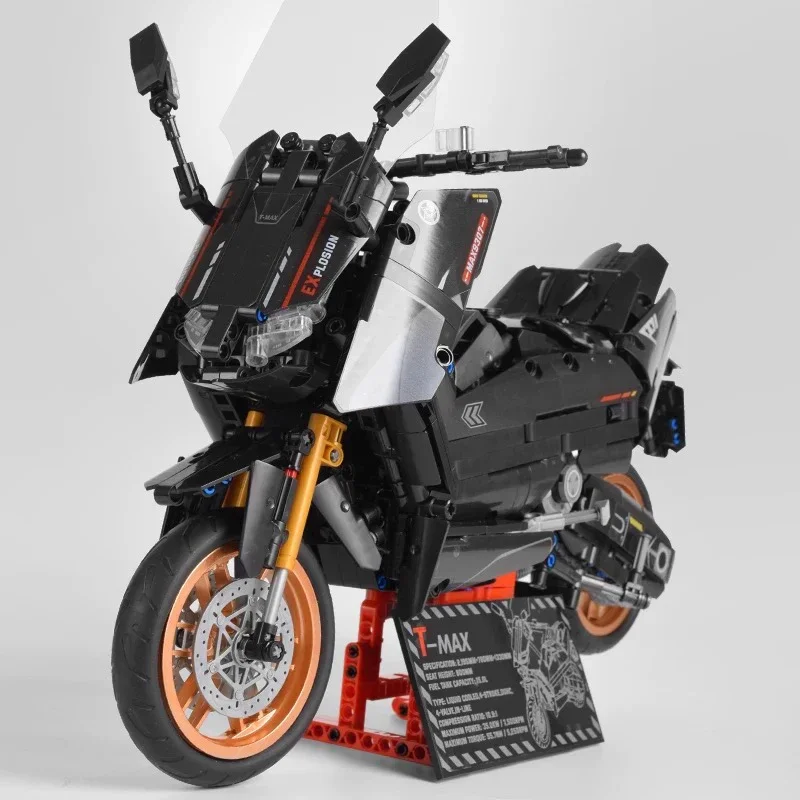 1:5 Technical Series สีดํารถจักรยานยนต์ Building Block เหยียบมอเตอร์ไซด์จักรยานเสือภูเขารุ่นอิฐของเล่นสําหรับของขวัญวันเกิดเด็ก MOC