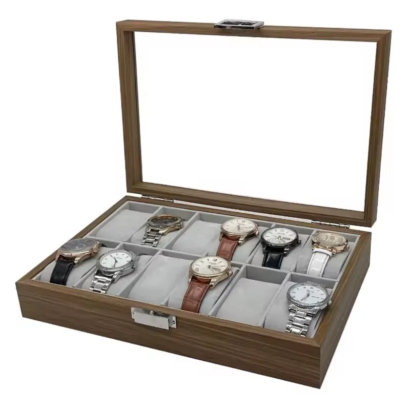 

Коробка для часов из орехового дерева на 12 слотов с подушечками, витрина для часов, органайзер для ювелирных изделий, универсальный контейнер для хранения ﻿