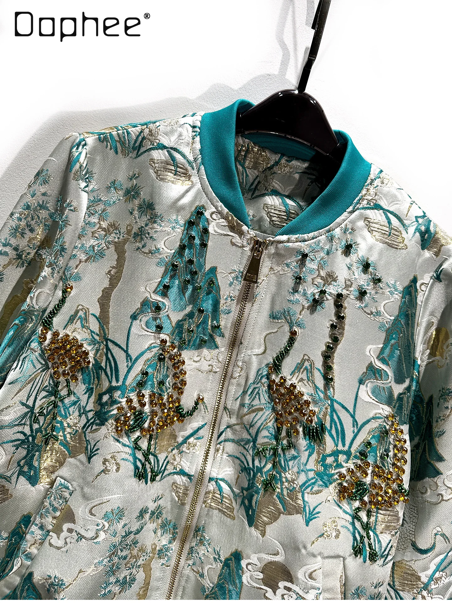 

Новая бейсбольная куртка в китайском стиле в стиле ретро для женщин, высококачественное элегантное золотое жаккардовое повседневное пальто с цветочной вышивкой и бисером в стиле пэчворк