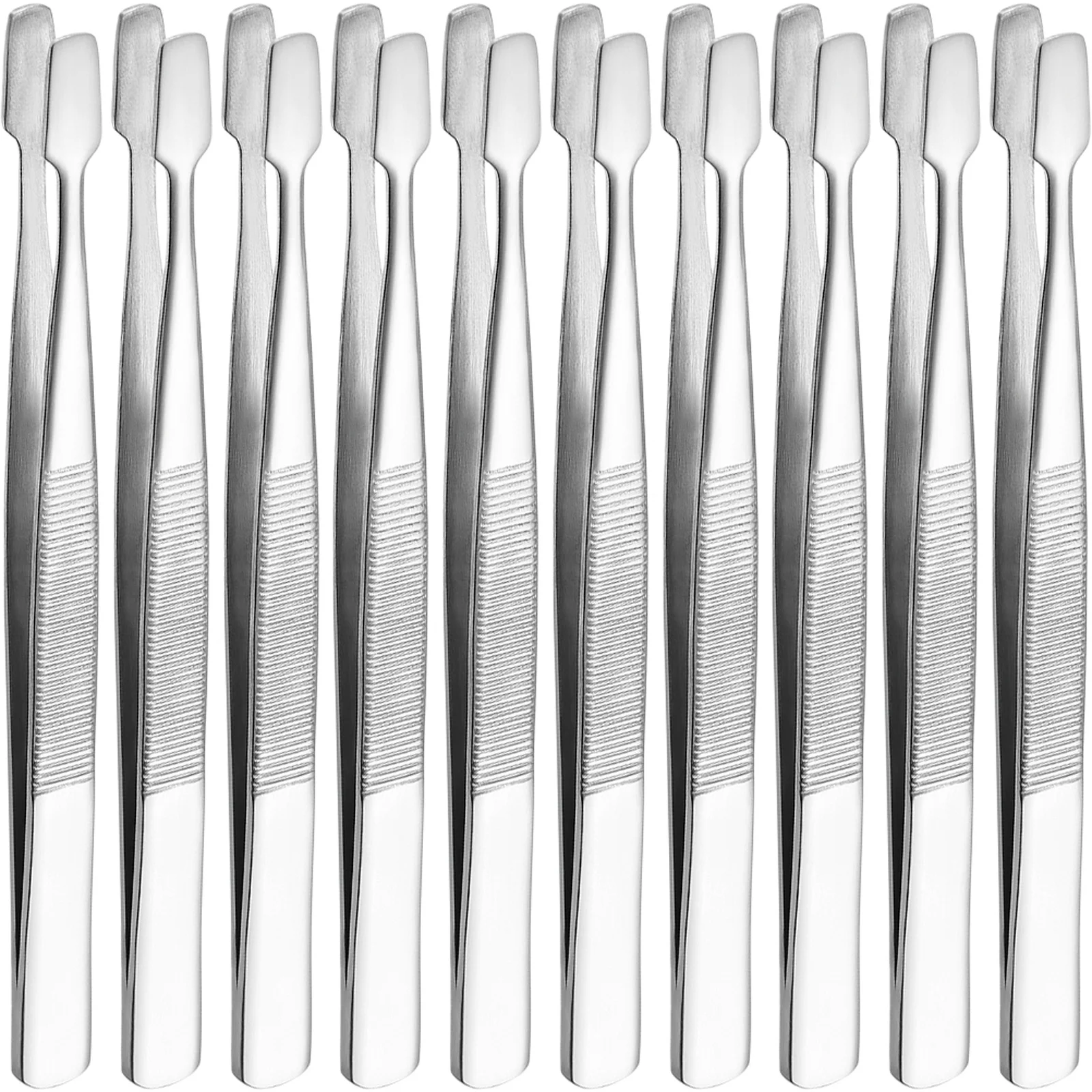 10Pcs Long Tweezers Stainless Steel Eyelash Applicator for Stamp Collecting Coins Beads Crafting Precision Tasks