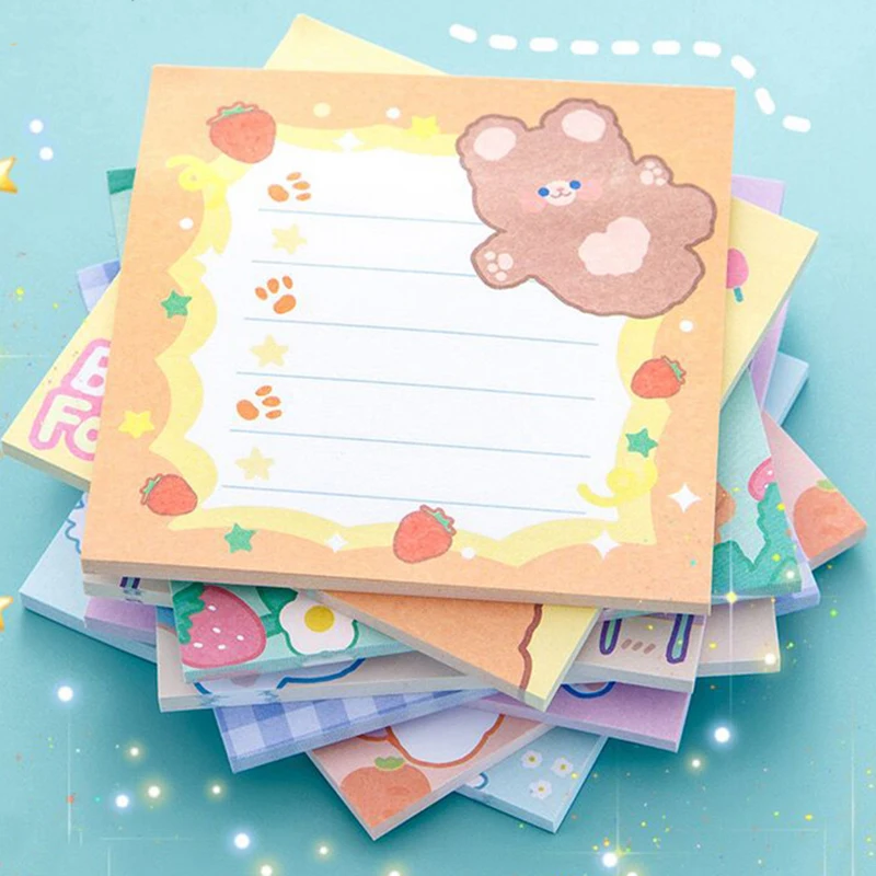 90 Sheets/Pack Cartoon Rabbit Bear Kawaii Animal N Times Memo Pad Sticky Notes Memo Notebook Stationery School Supplies