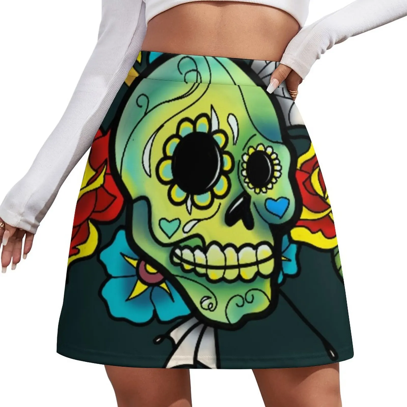 

Sugar Skull Mini Skirt skirts summer 2026 woman mini skirt festival outfit women summer skirts