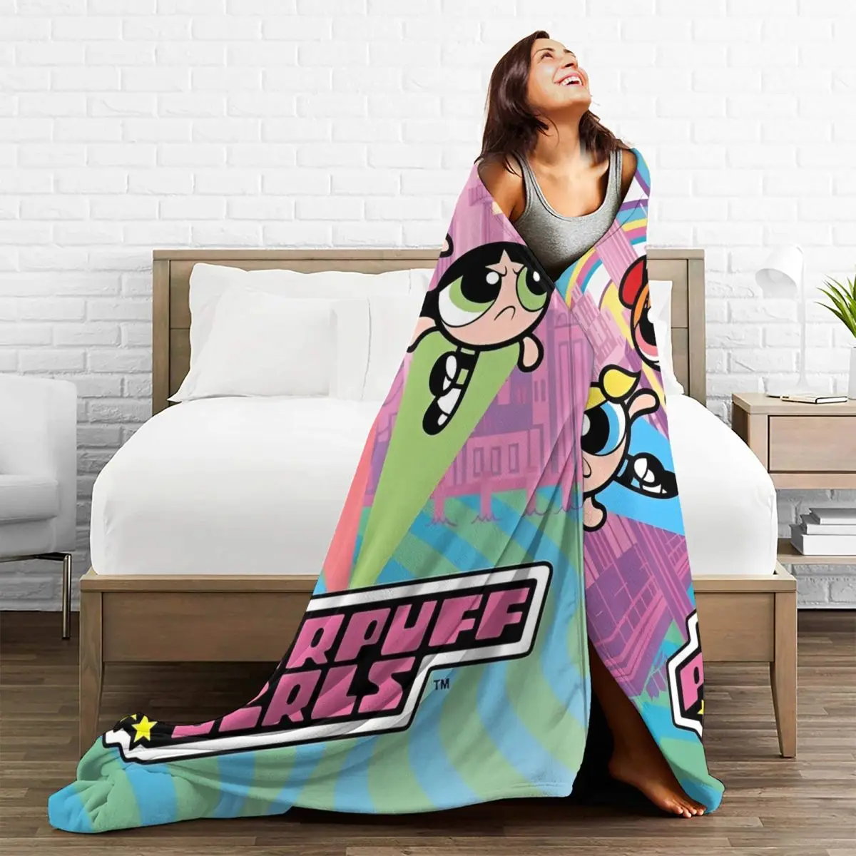 The Powerpuff Girls HD Printed Blankets Soft Comfortable Plush Throw Blanket For Child Couch Bed Flannel Bedspread Bed Cover