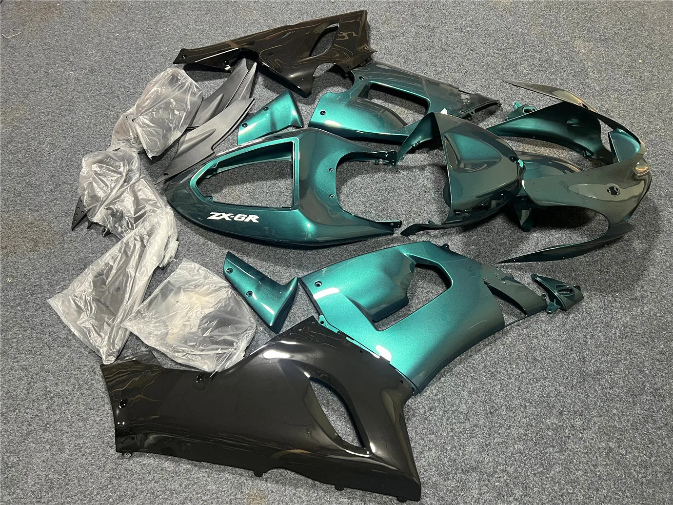 Motorcycle Fairing Set Suitable for Kawasaki ZX-6R 05-06 Year 636 2005 2006 Body fairing Black Pearl Green