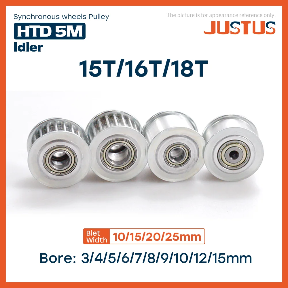 

Idler Type 15T/16T/18 Teeth HTD 5M Timing Pulley Bore 5/6/7/8/10/12/15mm for 10/15/20/25mm Width Belt Used In Linear Pulley 5GT