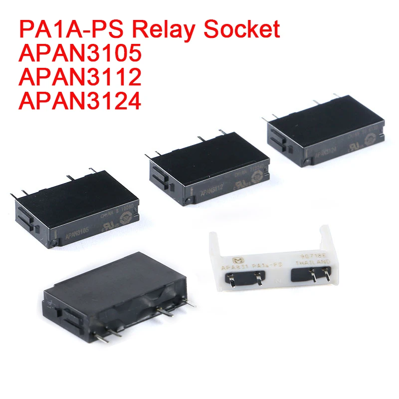 5Pcs/2Pcs Relay APAN3105 APAN3112 APAN3124 5V 12V 24V 5A Normally Open Relay PA1A-PS Relay Socket 4PIN APAN