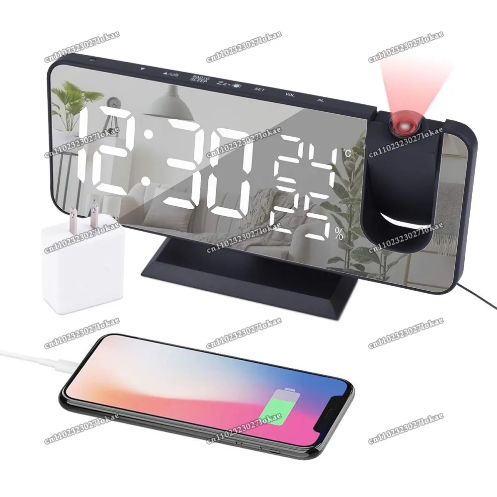 

Projection Alarm Clock Ceiling Digital Radio with USB Charger Ports 7.3" LED Screen 4 Dimmer Dual Alarm Clock 2 Sounds Snooze