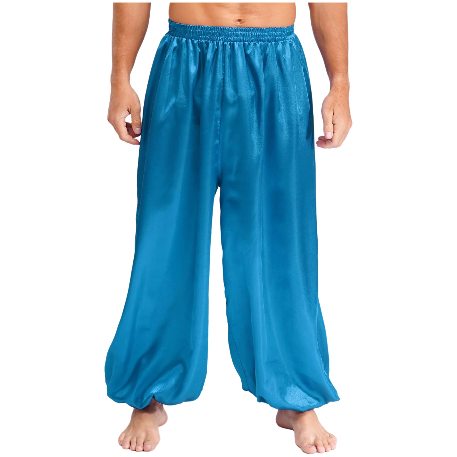 calca-bloomer-solta-metalica-masculina-cintura-elastica-calcas-satinadas-para-carnaval-indiano-arabe-barriga-palco-performance