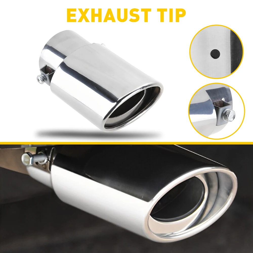 Universal Car Exhaust Trim Muffler Pipe Tail Fit For 1.5-2.4 inch outlet tailpipe Stainless Steel Curved One ​Outlet Tail Pipe