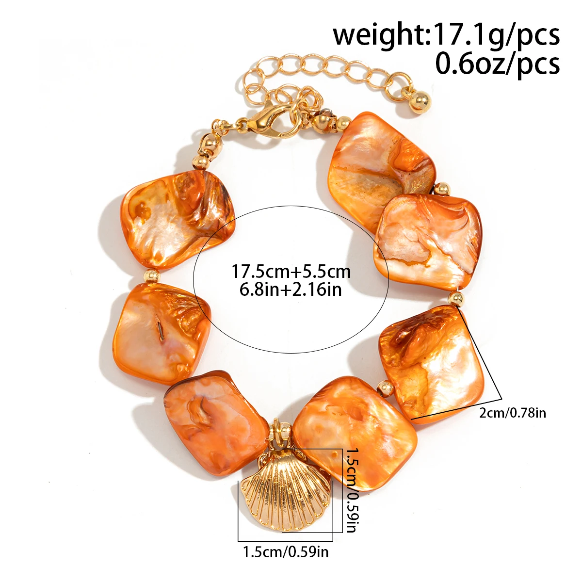 Ingemark Multicolor Boho Irregular Chain Bracelets Women Kpop OT Buckle Conch Pendant Charm Bangles Aesthetic Y2K Hand Jewelry view 4