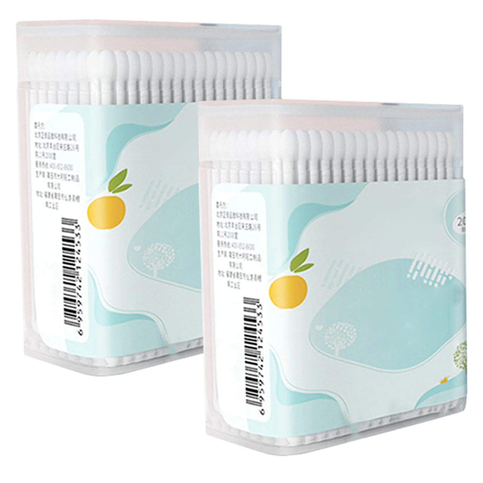 علبتان من مسحات القطن برأس مزدوج يمكن التخلص منها، مسحات تنظيف الأذن الناعمة والمتينة، أعواد قطنية للعناية متعددة الأغراض