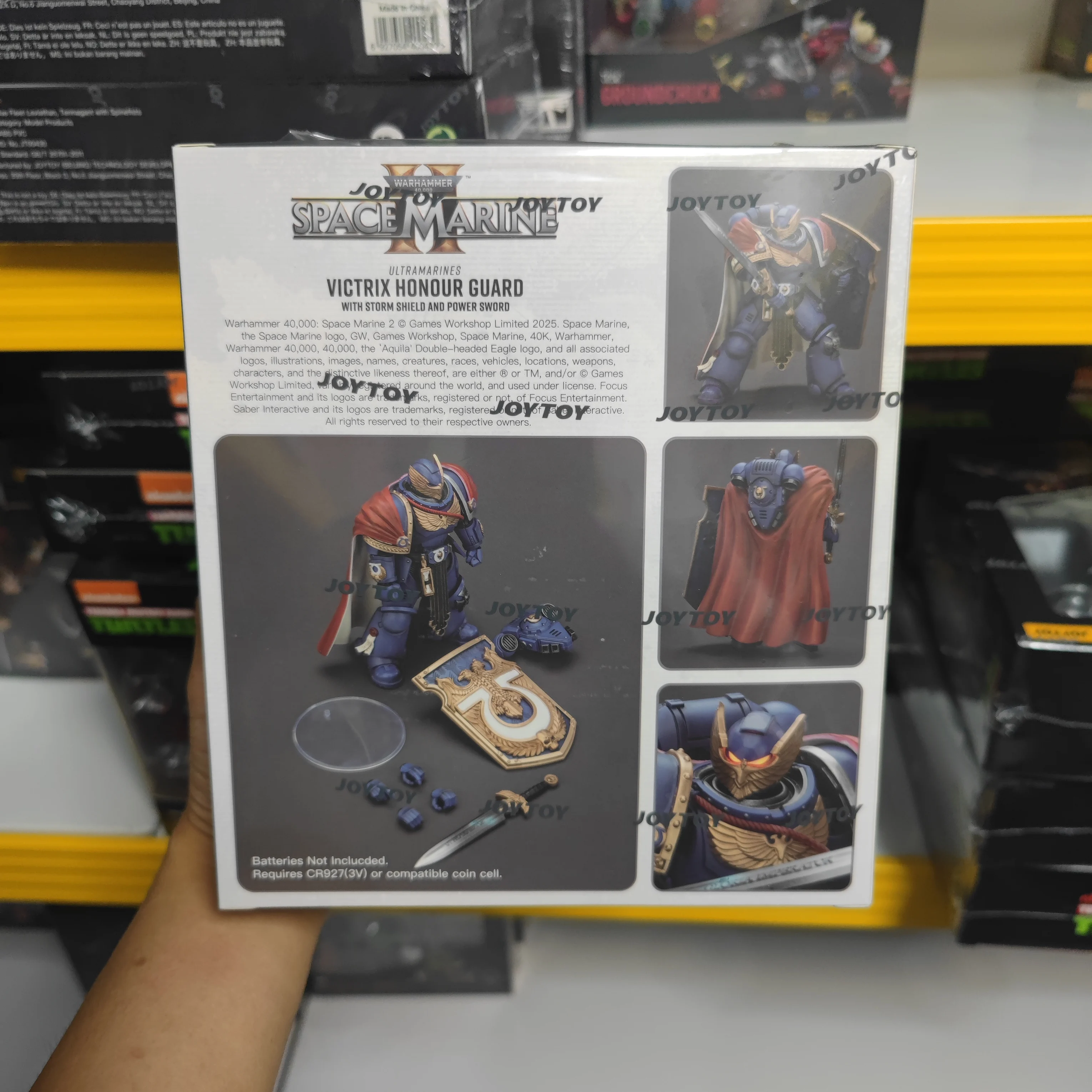 【JOYTOY】วอร์แฮมเมอร์ 40K อัลตรามารีนส์ วิคทริกซ์ ฮอร์นอร์ การ์ด พร้อมโล่พายุและดาบพลัง 1/18 โมเดลฟิกเกอร์ของเล่น