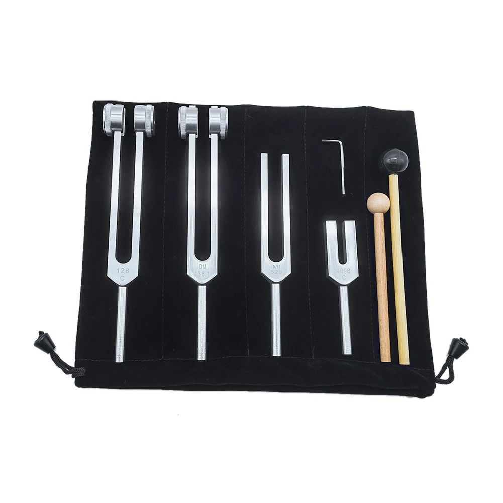 Set di 4 diapason (128Hz, OM 136.1Hz, MI 528Hz, 4096Hz), per Chakra curativi, terapia del suono, antistress