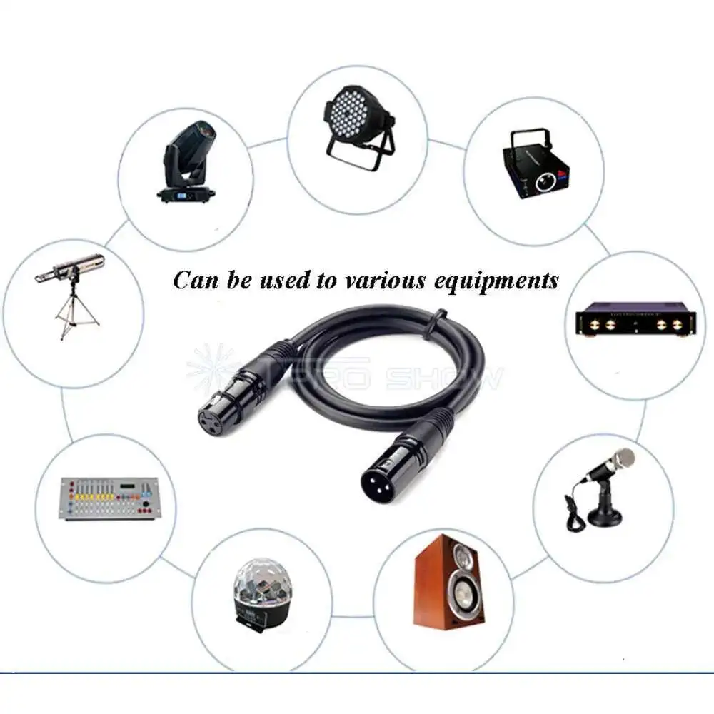 Câble DMX 10m 15m avec connecteur XLR 3 broches, blindage en feuille, ligne de transfert de signal DMX512 pour console d'éclairage de scène audio et tête mobile