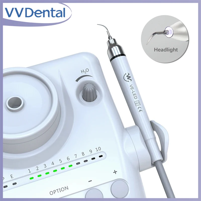VVDental Dental Ultraschall-Scaler mit LED-Handstück zum Entfernen von Zahnrauchflecken, tragbares Zahnmedizin-Scaler-Gerät