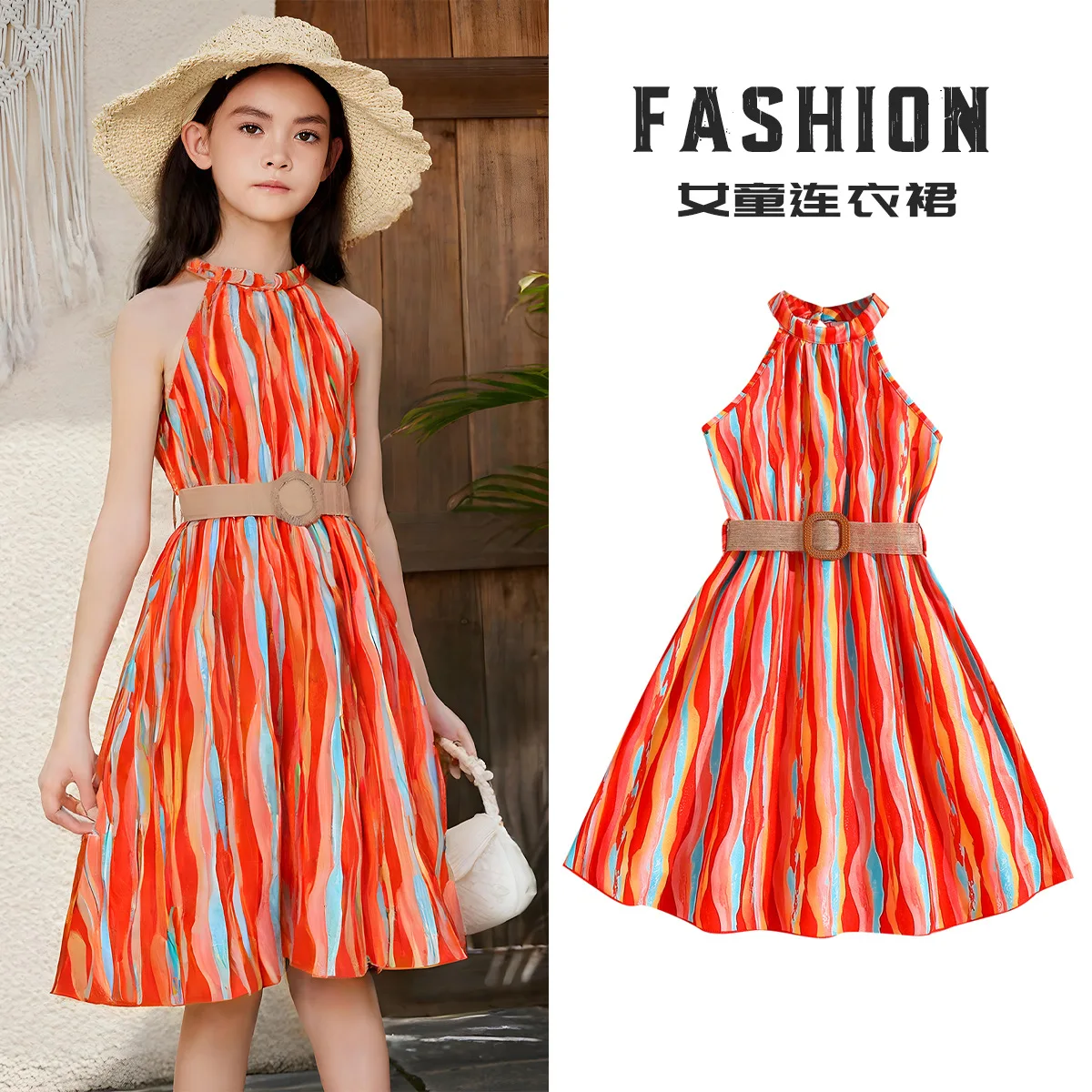 

Летнее платье без рукавов с круглым вырезом для детей от 8 до 12 лет – простое и универсальное