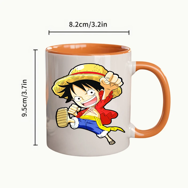 Tasse en céramique dessin animé One Piece, Luffy Roronoa Zoro, Sanji Kawaii Ctue, cadeaux de Noël pour les amis et la famille, 1PC