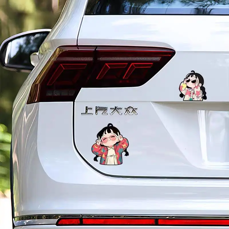 10cm Mischievous Girl Cute Flower Clothes Dopamine Car Stickers Covering Scratches on The Car Body Decoration Creative Stickers - Detail 1