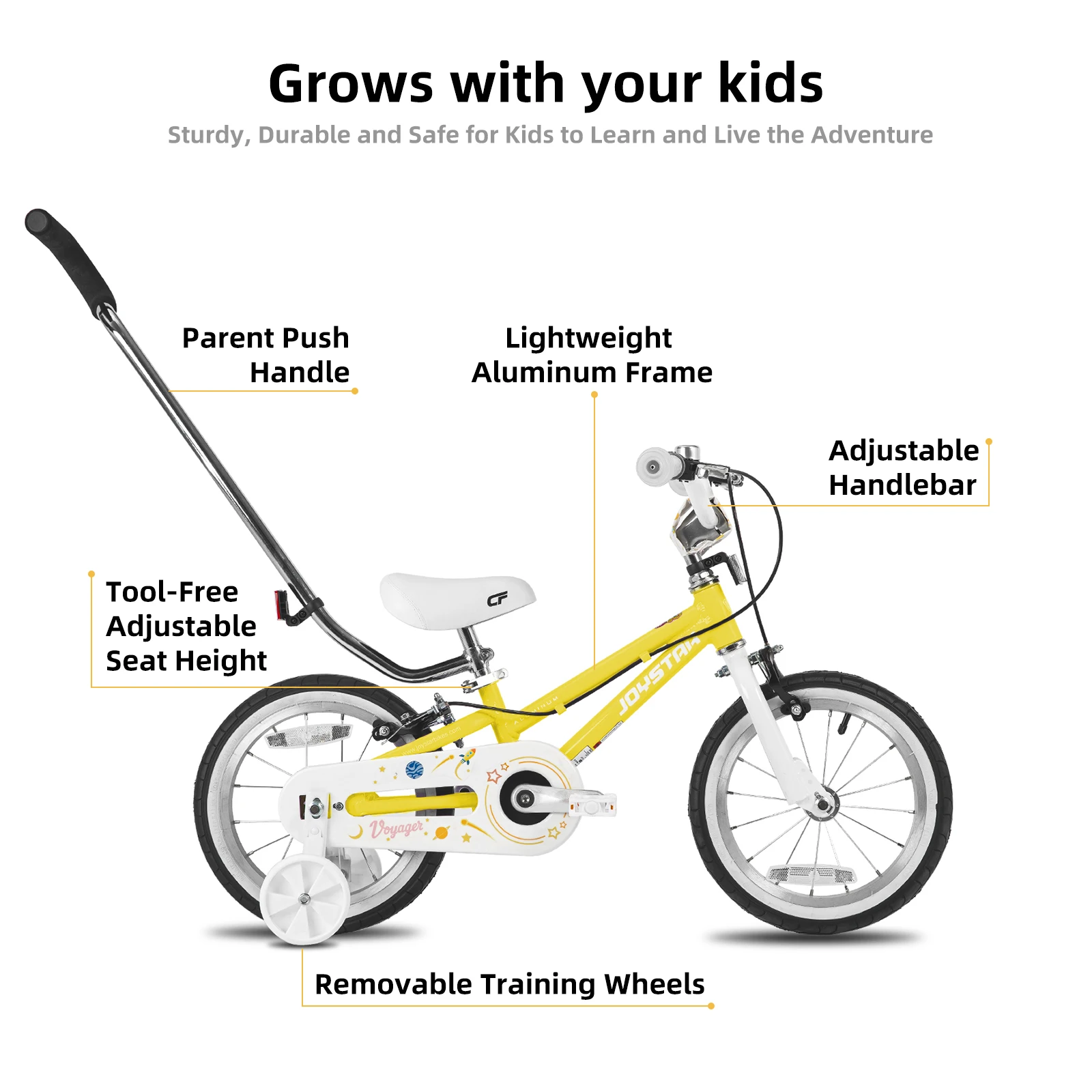 YSTAR-Vélo avec cadre en alliage d'aluminium pour enfants, vélo léger pour garçons et filles, Voyager, 14 pouces, 18 pouces, 20 pouces, 3 à 12 ans